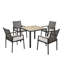 Ensemble repas 5 pièces pour patio avec table en bois d'acacia et chaises en rotin - Ensemble de conversation avec trou pour parasol-1277054132-1277054135