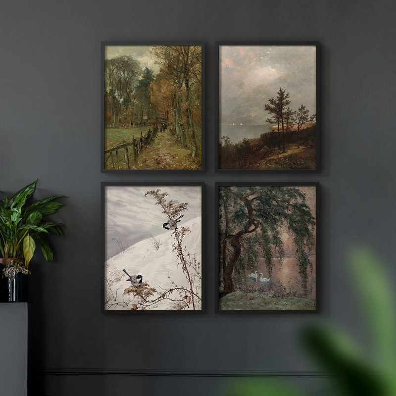 «Vintage Landscape CXI», ensemble de 4 encadrés