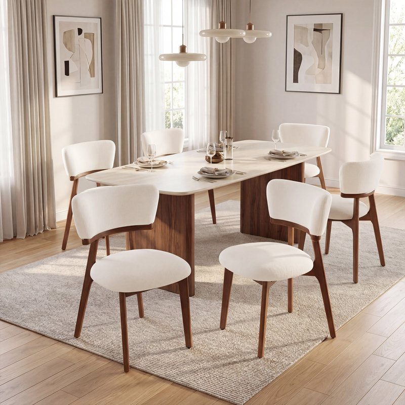 Chaise d'appoint rembourrée en bois massif, Beige