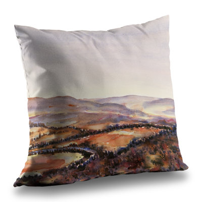 Canadian Forest Poly Twill Throw Pillow | Orange Landscapes