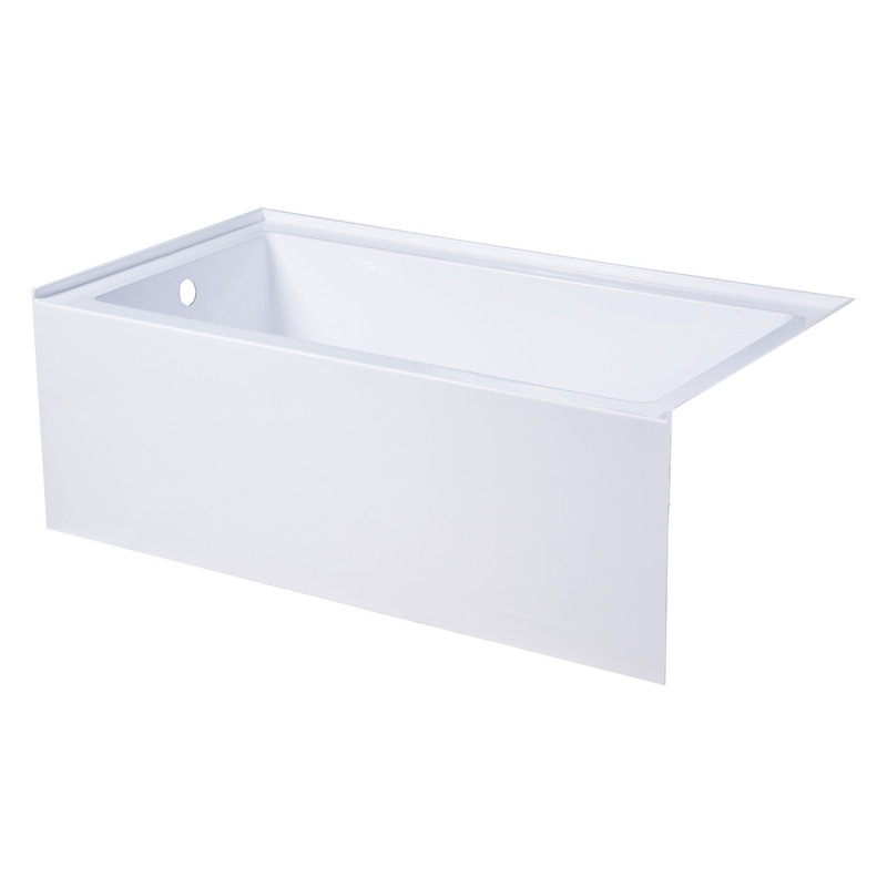 Kingston Brass Aqua Eden 54-Inch Acrylic Rectangular 3-Wall Alcove Tub, Left