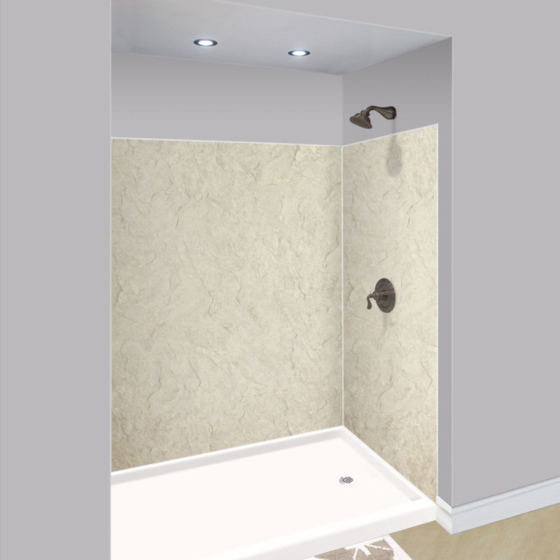 Expressions 3 Panel Shower Wall, Sea Fog, 72" H x 60" W x 48" D