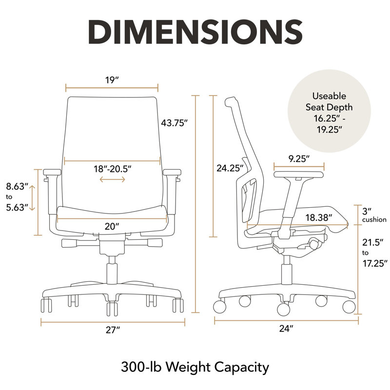 HON Ignition 2.0 Mid-Back Task Chair, Advanced Tilt, Black Frame, Black, Black, Black, Advanced Tilt