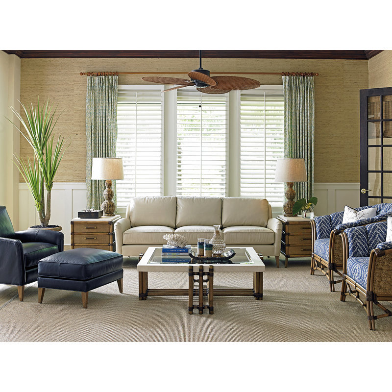 Twin Palms Coconut Grove Leather Ottoman