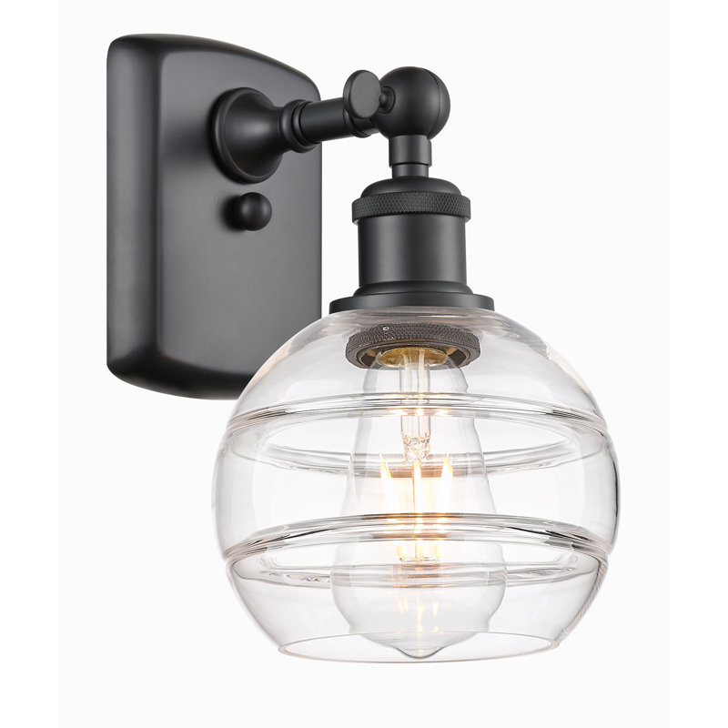 Applique murale 1 lumière Ballston Bienes, Transparent, H 8,88 po x l 5,88 po x P 7,06 po, Noir mat