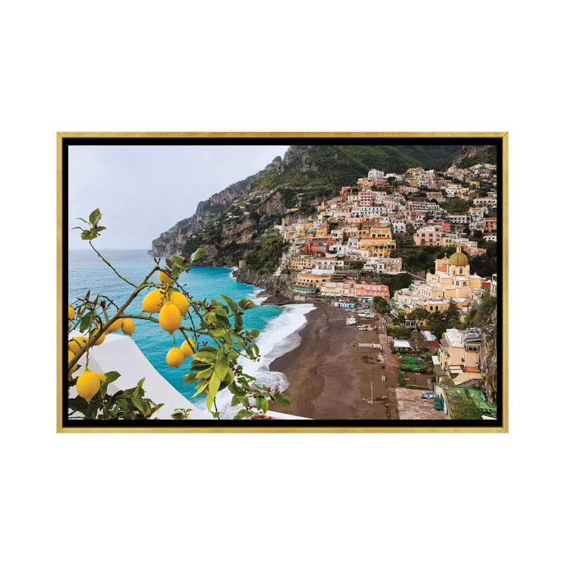 «Positano Spring View, Amalfi Coast, Italy» par George Oze - impression, Toile encadrée d'or, Pas de tapis