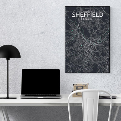 Sheffield City Map, impression à l'encre