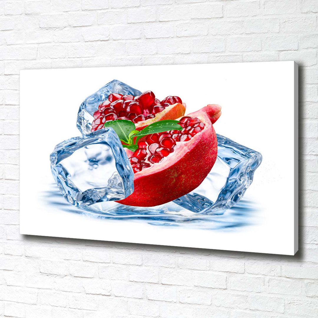 Granatapfel mit Eis - Wrapped Canvas Kunstdrucke