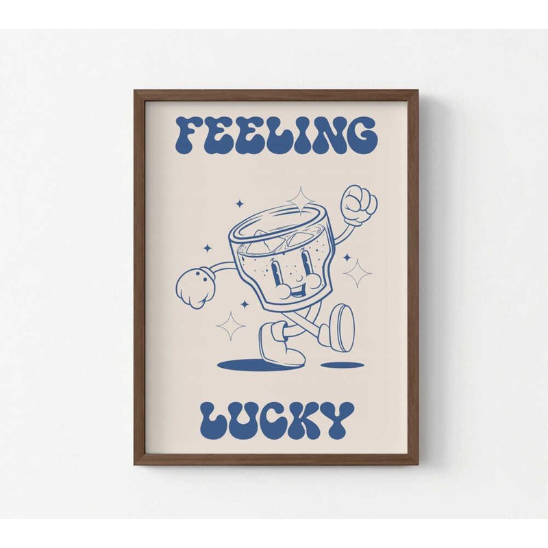 Impression d'art rétro cocktail: Feeling Lucky Design (encadrée, prête à être suspendue), H 16 po x l 12 po, Brun