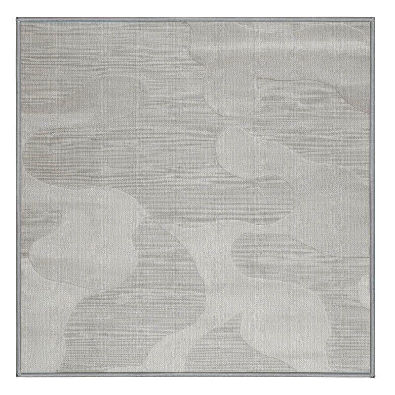 Tapis abstrait gris lavable à la machine, Carré 3 pi