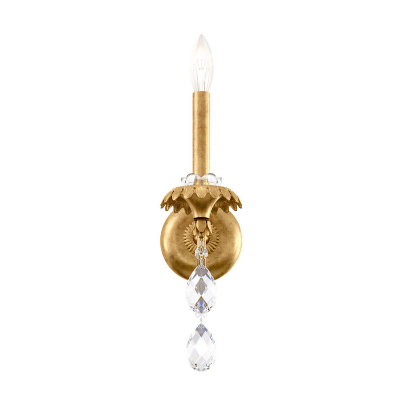 Helenia 1 Light 4.5in x 17in Wall Sconce in Heirloom Gold with Clear Heritage Handcut Crystals, Heirloom Gold