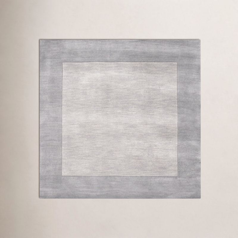 Tapis gris anthracite / gris en laine Dolma, Carré 6 pi