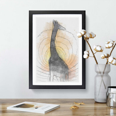 The Silhouette of a Giraffe in Abstract - Framed Print