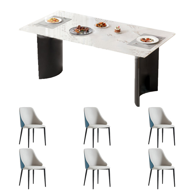 Table de salle à manger et chaise Simple Rock Plate, Bleu / beige, H 29,5 po x L 70,8 po x l 35,4 po
