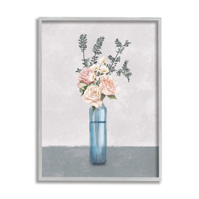 " Spring Roses Glass Vase Austere Vintage Countryside Painting " by Ziwei Li