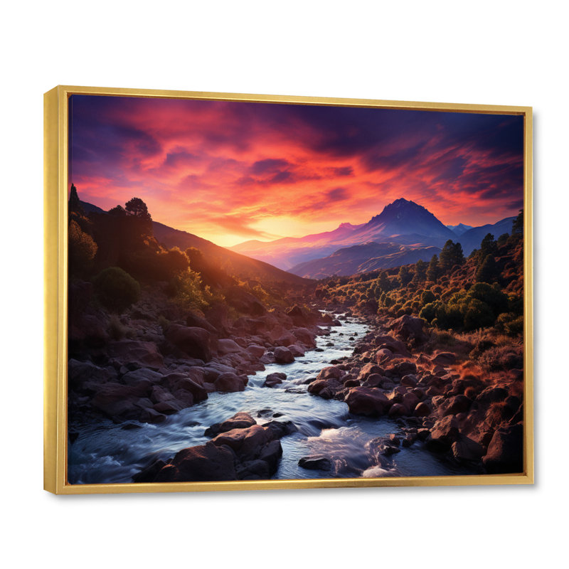 Spain Sunrise Over Teide National Park I - Nautical & Beach Wall Art Prints, H 12 po x l 20 po x P 1 po, Cadre flottant doré