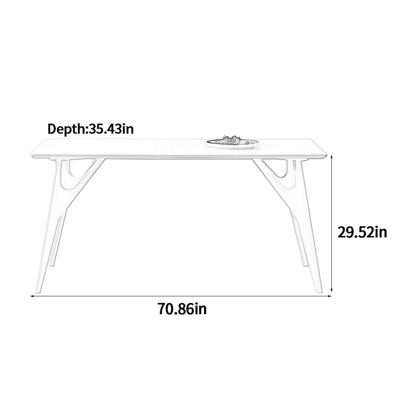 Table de salle à manger Pure White Rock, H 29,52 po x L 70,86 po x l 35,43 po