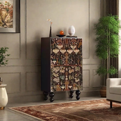 Armoire de rangement à 5 tiroirs avec cadre en bois massif