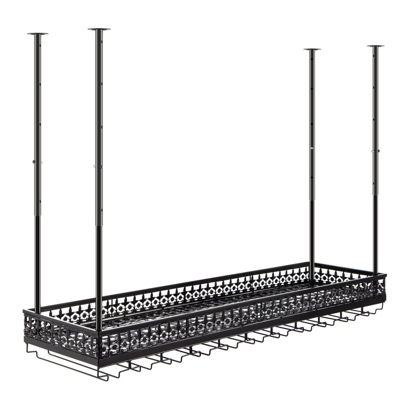 Porte-bouteilles et porte-verres à vin, H 41,7 po x l 46,9 po x P 13 po, Noir