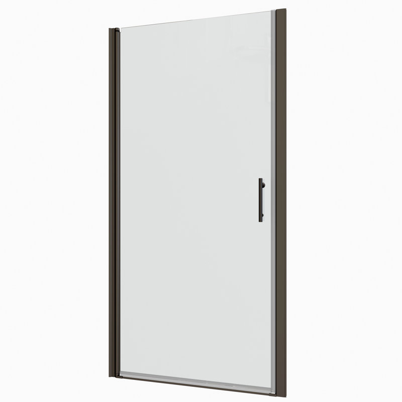 1/4" Tempered Glass Shower Door Pivot - Matte Black Bathroom Accessory Stainless Steel Handle Clear 36000 Times Use