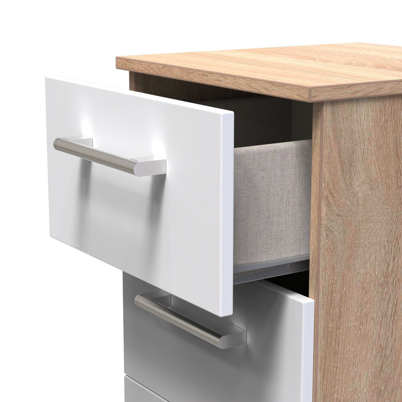 Fully Assembled Bartly 3 Piece Bedroom Set, White/Bardolino Oak