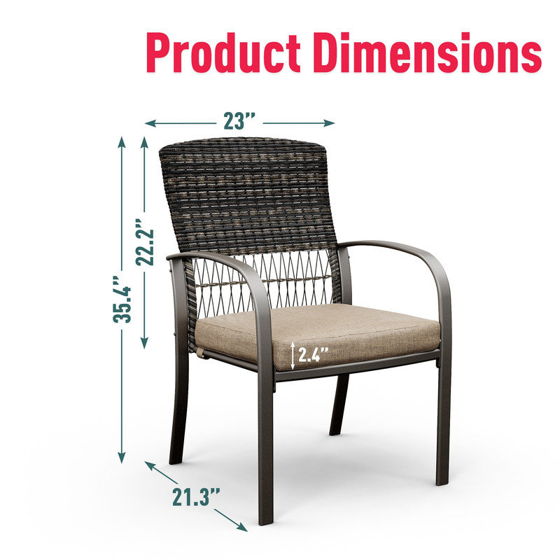 Chaise en rotin avec coussins Deguan (ensemble de 4), Beige