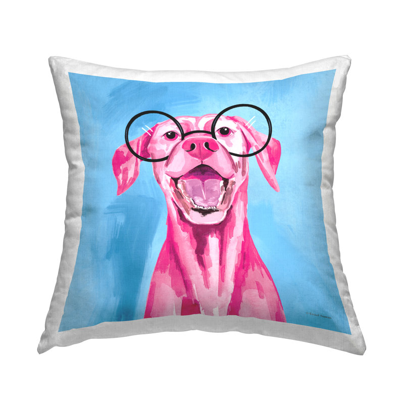 Coussin rose à motif de lunettes roses par Rachel Nieman