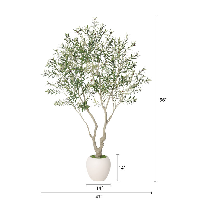 Artificial Potted Olive Tree, 96" H x 47" W x 47" D