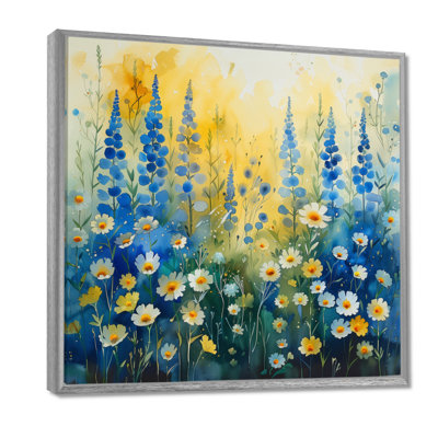 Décoration murale marguerite jaune et bleu jardin de rêves S II