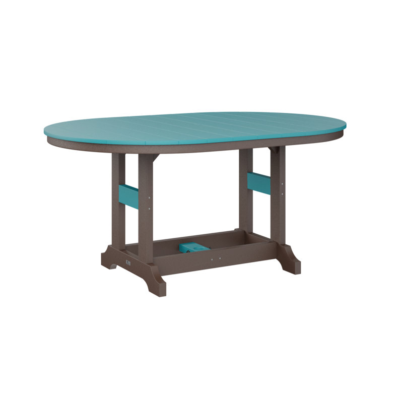 Table de bar Berlin Classic, Chocolat / Brun, H 39,5 po x l 44 po x P 64 po, Bleu Aruba