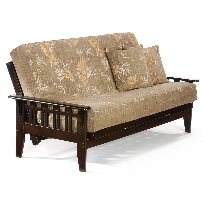 Futon avec accoudoirs et matelas, Chocolat noir, Grand