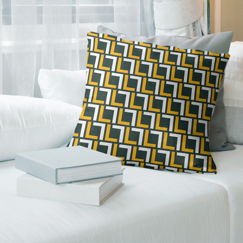 Housse et insert de coussin de luxe Green Bay Football, 20 po X 20 po, Vert foncé / or / blanc, Polyester filé