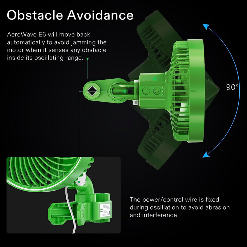 9.88" Oscillating Clip Fan, Green