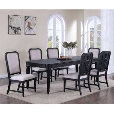 Formal Traditional 7Pc Dining Room Set Dark Brown Finish 18"" Extension Leaf Table Tufted Upholstered Chairs Beautiful Carved Legs Dining Room Furnitur -  Canora Grey, 4F4C4725A39E4E7CAB64AD6678E96323