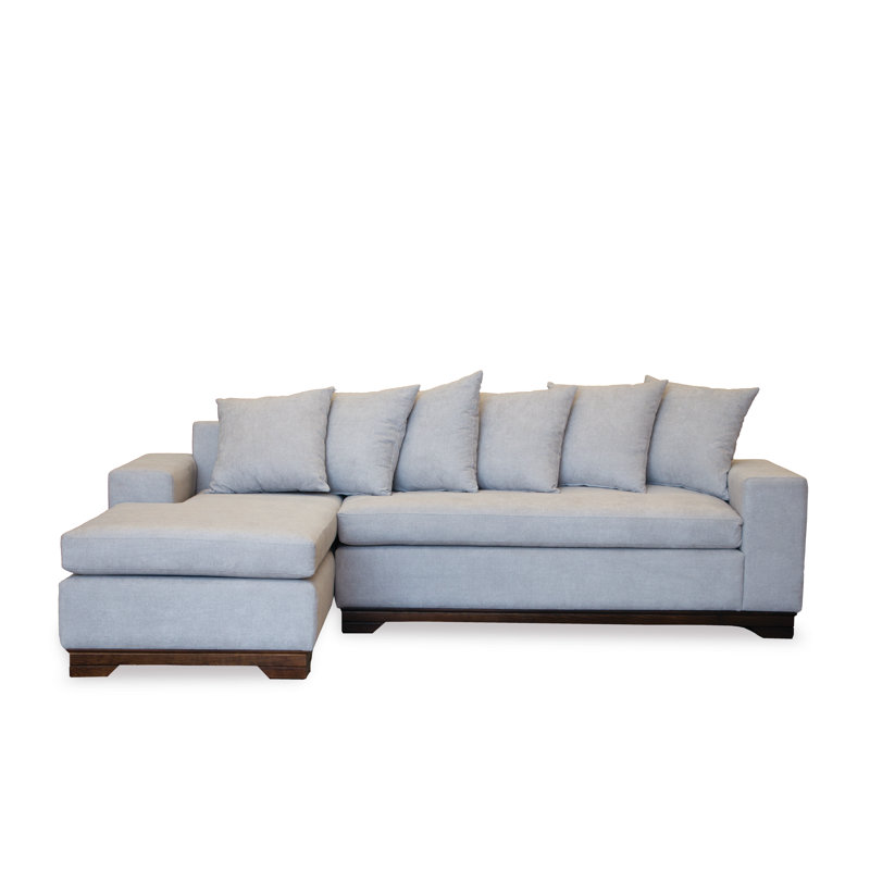 Grasiela Upholstered L-Shaped Sectional, Light Gray Polyester Blend, Left Hand Facing