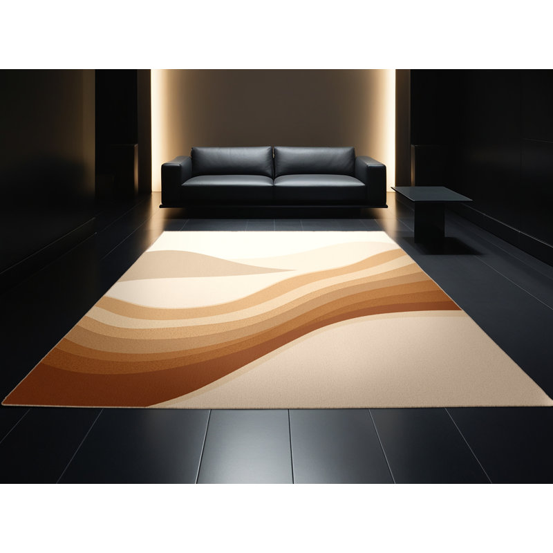 Tapis uni brun et beige lavable à la machine Panameno, 4x6