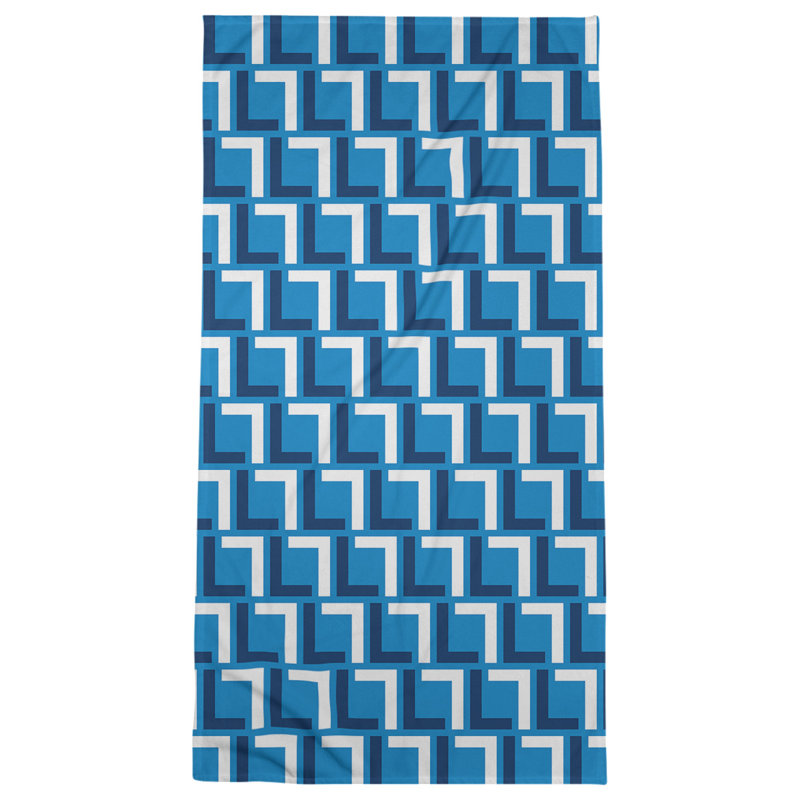 Bath Towel, Powder Blue/Navy Blue/White