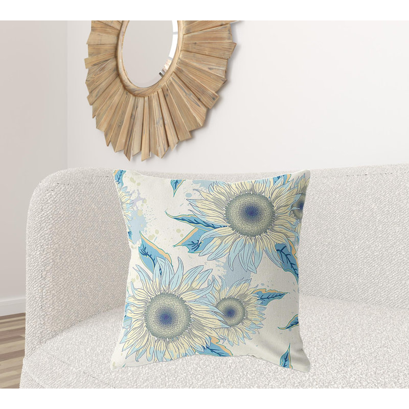 Coussin 26 po x 26 po, Beige / jaune floral