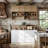 Modern Coffee Bar Cabinet With Sink Base, Upper Storage Cabinet, Pull-Out Dish Rack & Stone-Look Countertop