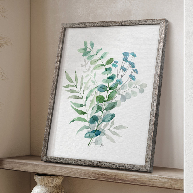 «Blue Mist Eucalyptus II», reproduction encadrée - bois massif 48638, H 15 po x l 12 po
