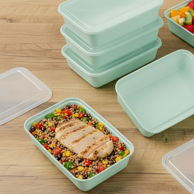 Contenant alimentaire sans PFAS, sans BPA, vert menthe, ensemble de 20 pièces, réutilisable avec couvercles, micro-ondes, réfrigérateur et lave-vaisselle.