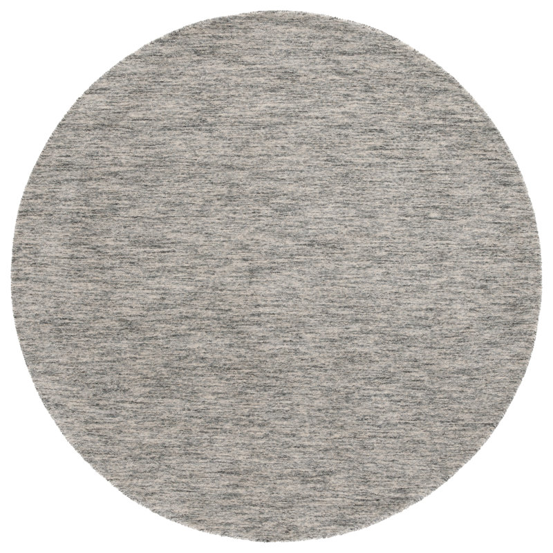 Froelich Handloomed Wool Cotton Rug in Gray, Round 6'