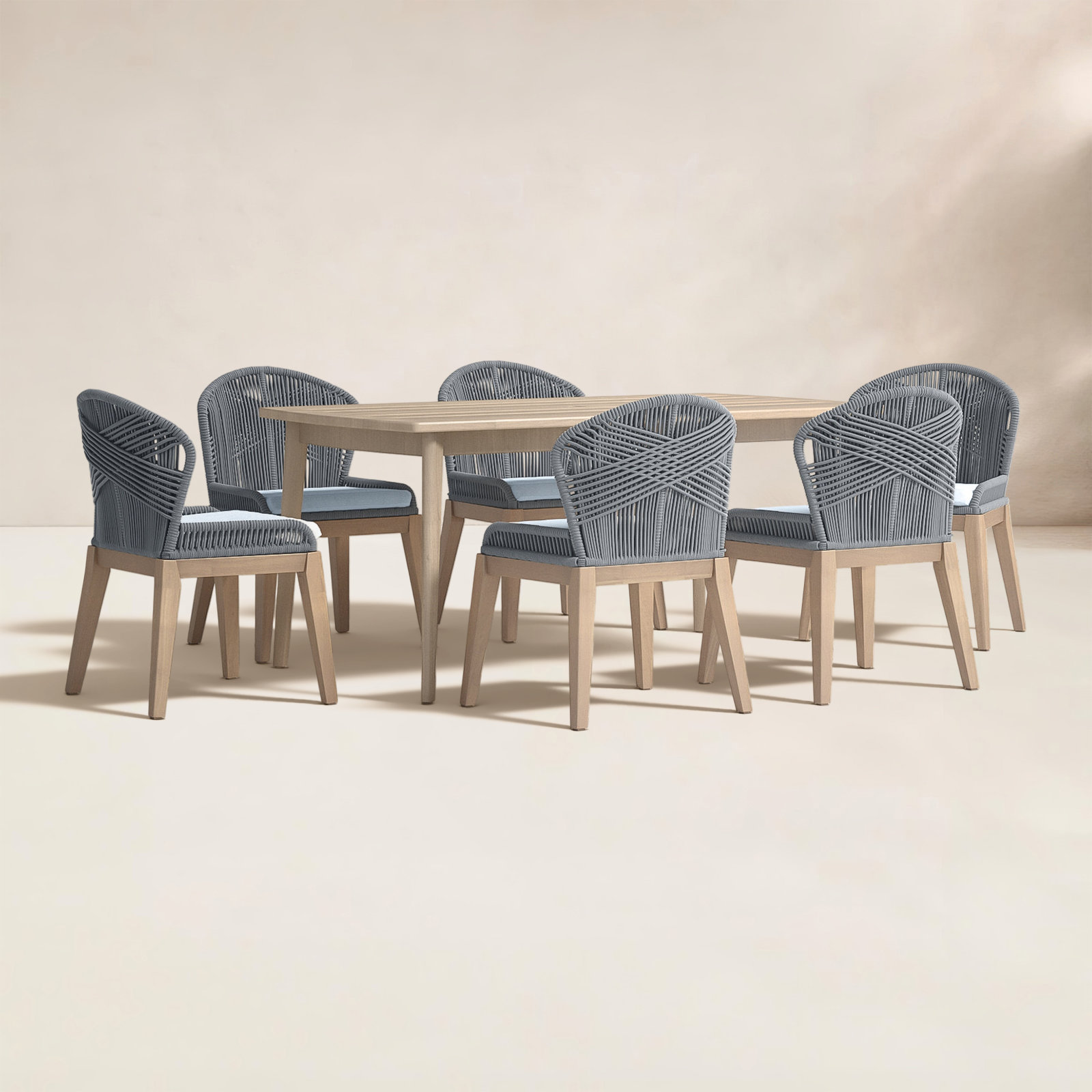 Daveney 67" Acacia Patio Dining Set, Gray