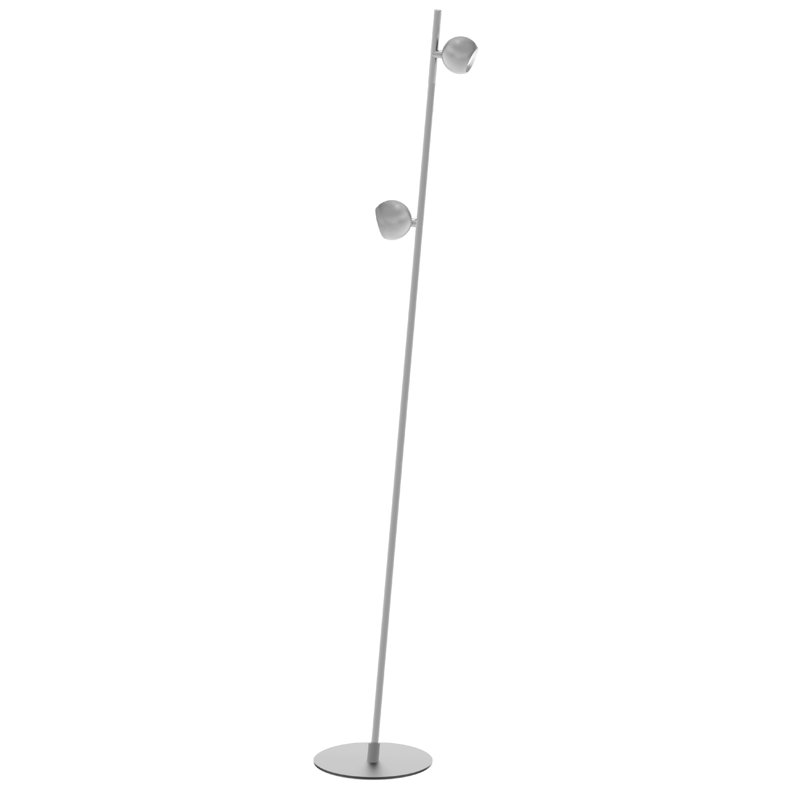 Lampe sur pied 2 lumières Stevens Stevens, Nickel satiné, Nickel satiné
