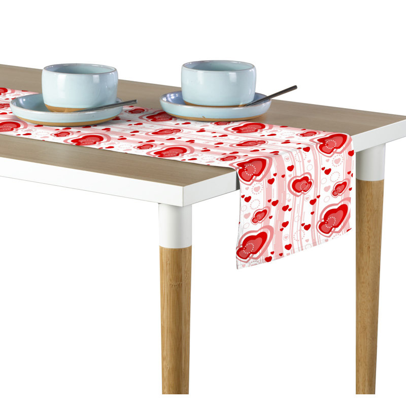 Estrada Hearts in Stripes Table Runner, 72" L x 12" W