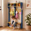 Étagère de rangement à 2 sections avec casiers pour enfants avec banc et crochets, organisateur de support de classe ouvert pour la chambre de bébé, école maternelle, vestibule, vestiaire-133079364