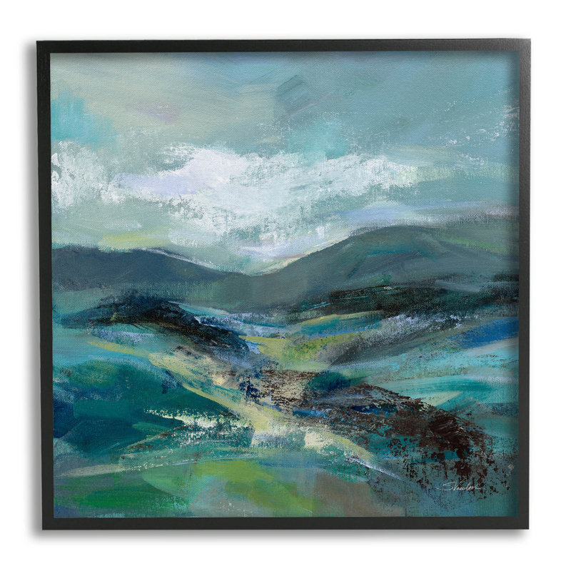 Modern Green and Blue Abstract Landscape Canvas Print