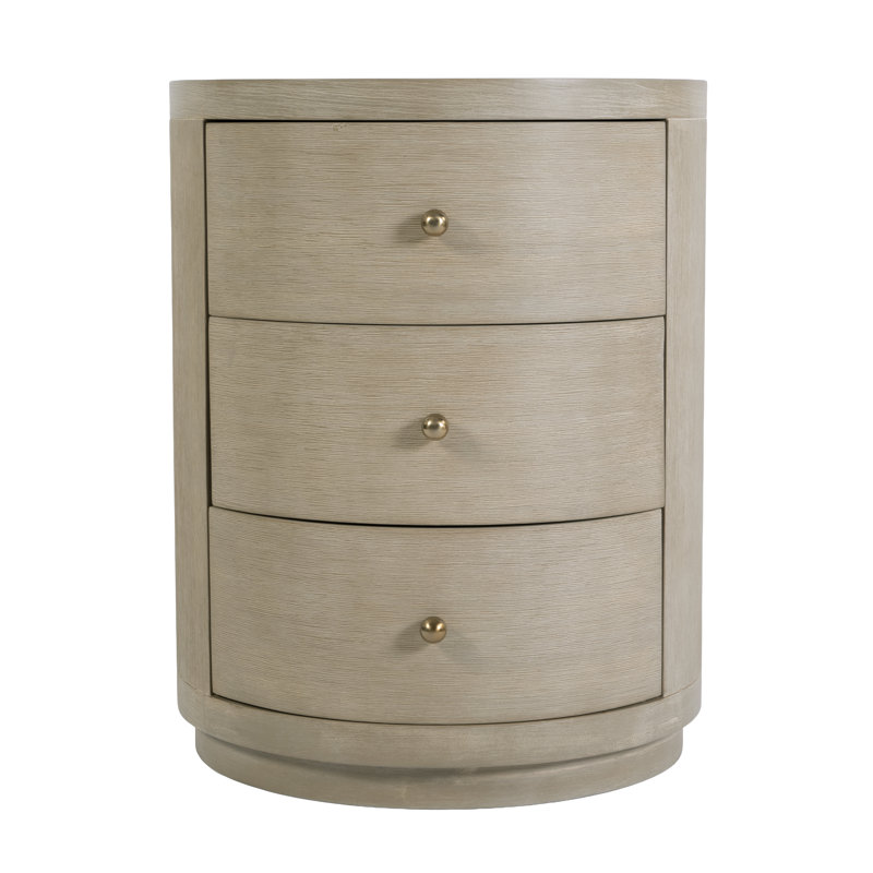 Table de bout ronde à 3 tiroirs en bois l 22 po Celine, taupe antique, Taupe antique