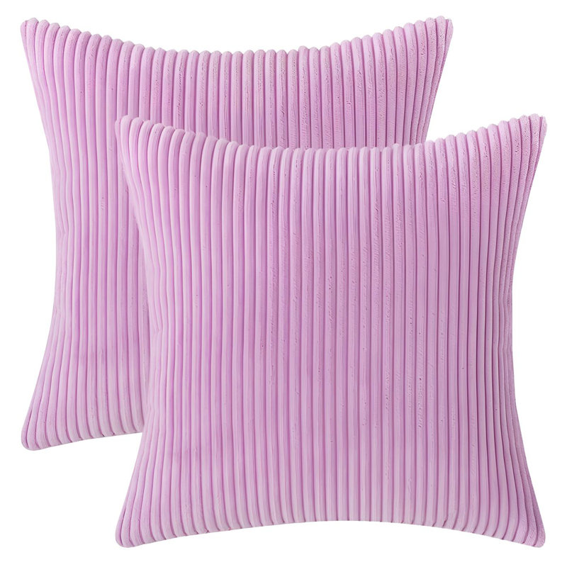 Coussin en velours côtelé réversible, Mauve clair