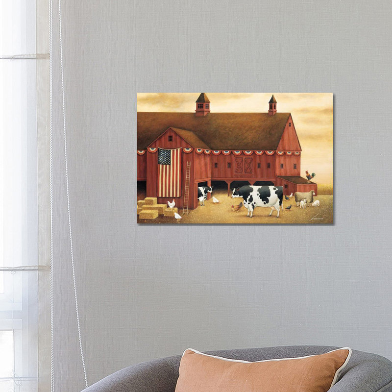 Fourth Of July Barn by Lowell Herrero - Wrapped Canvas Painting, 66.04 cm H x 45.72 cm W x 3.175 cm D